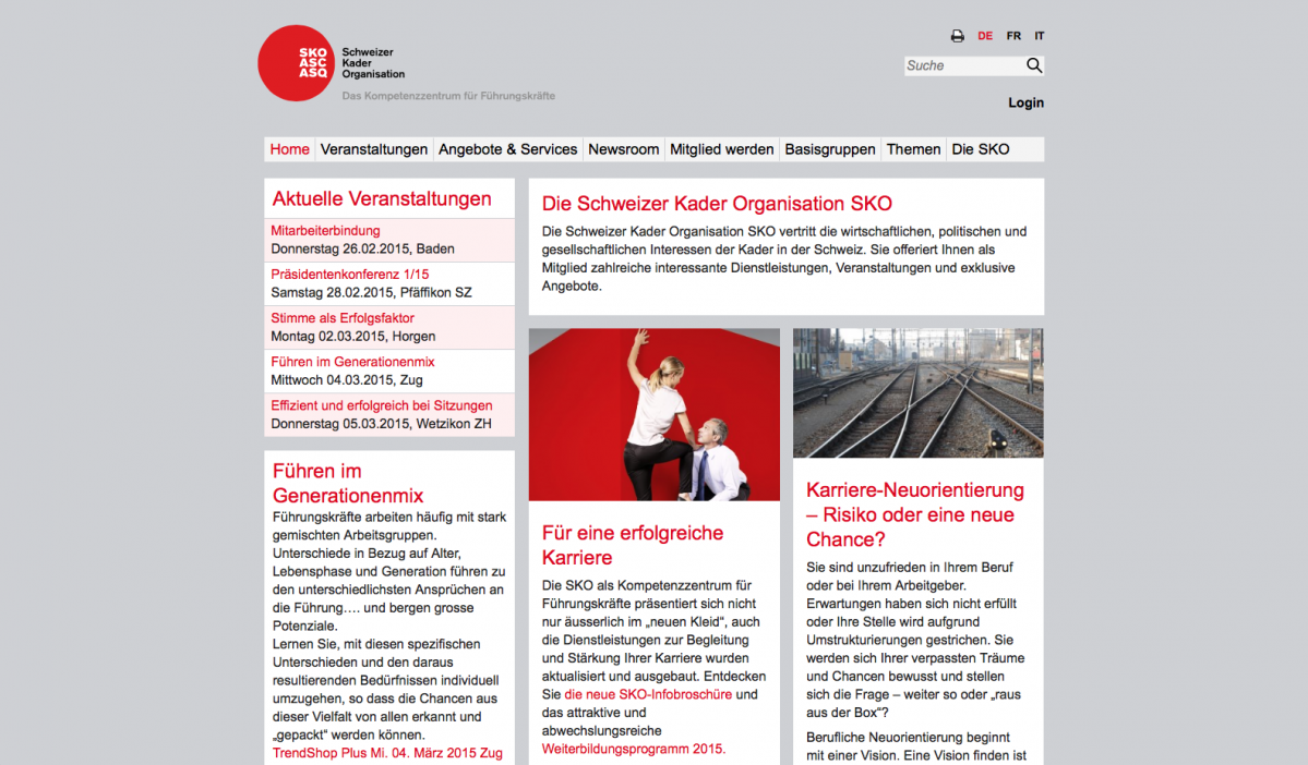 Webprojekt Schweizer Kader Organisation (SKO) Weiterbildung