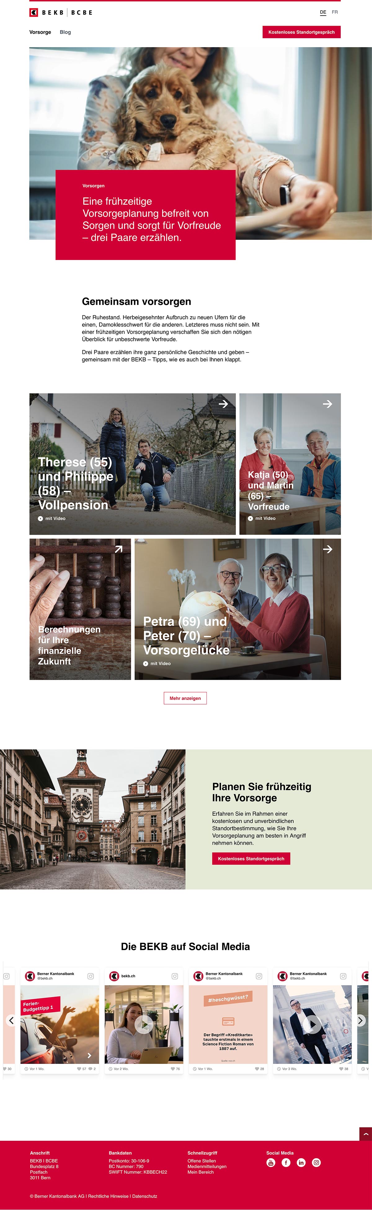 Webprojekt Berner Kantonalbank Banking, Soziales & Kultur