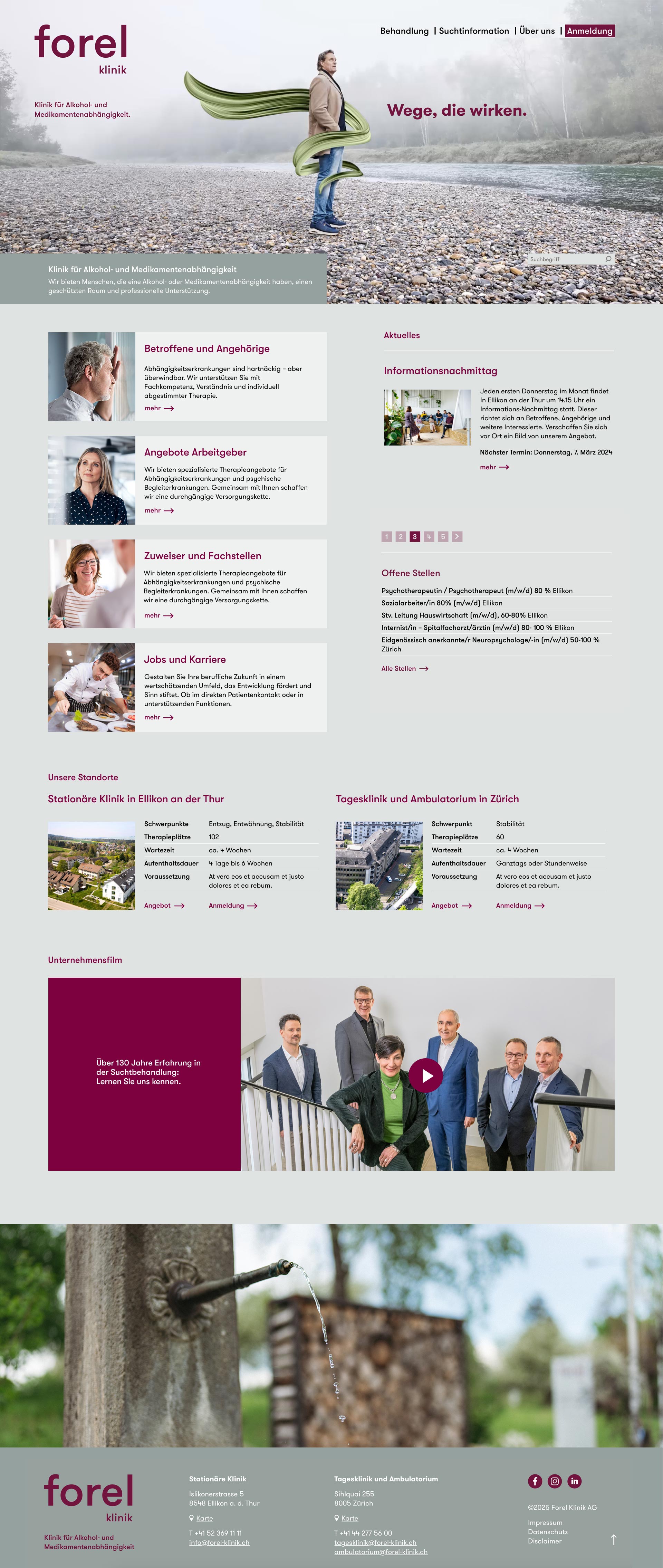 Webprojekt Redesign Webseite Forel Klinik Gesundheit