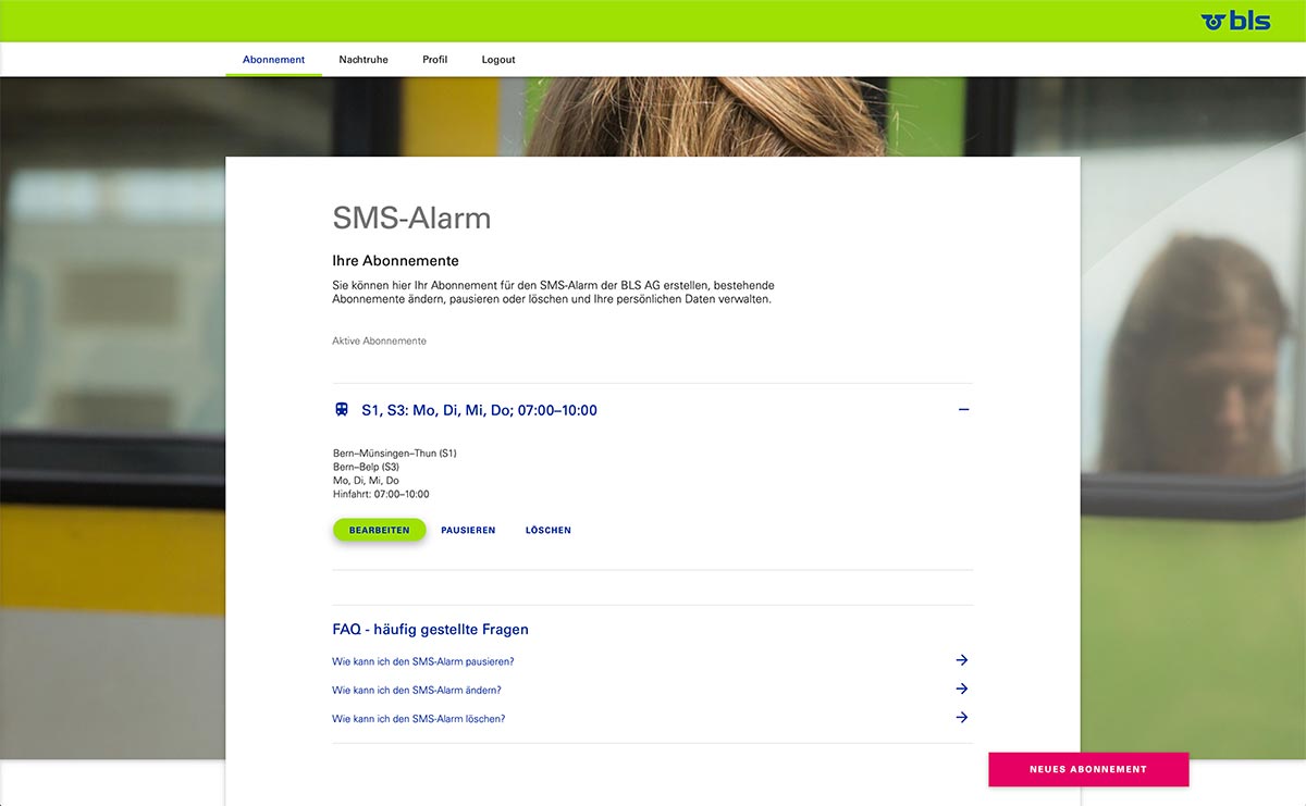 Webprojekt BLS SMS Alarm Applikationen
