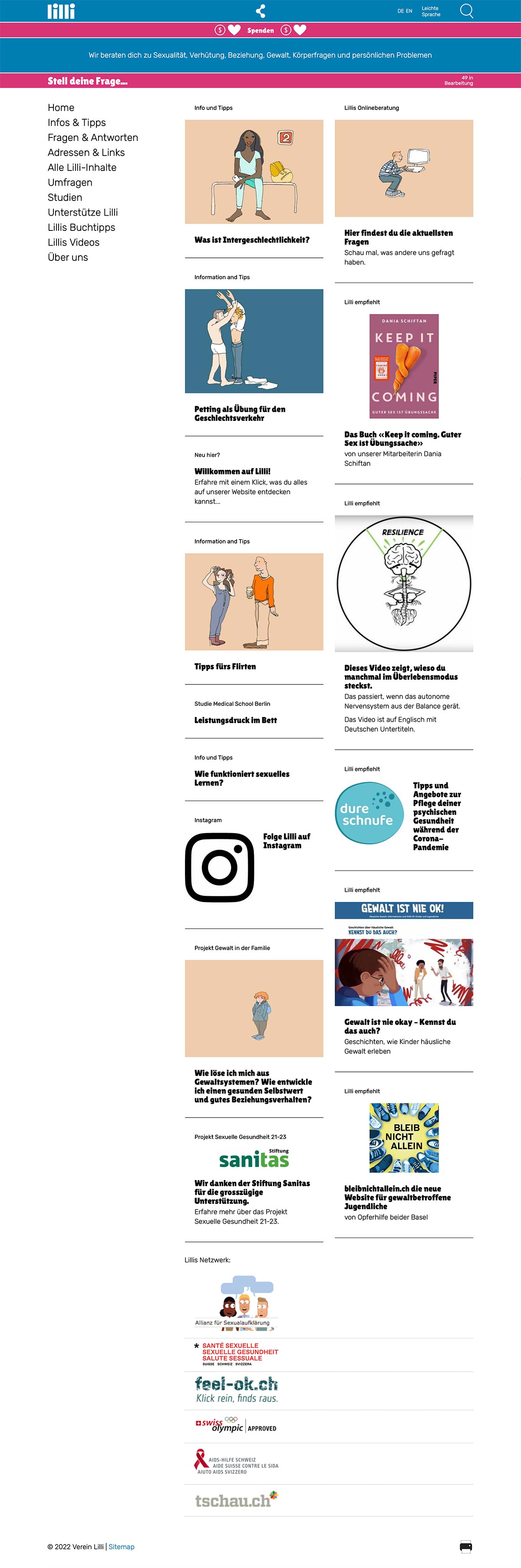 Webprojekt Lilli Applikationen, Gesundheit, Soziales & Kultur