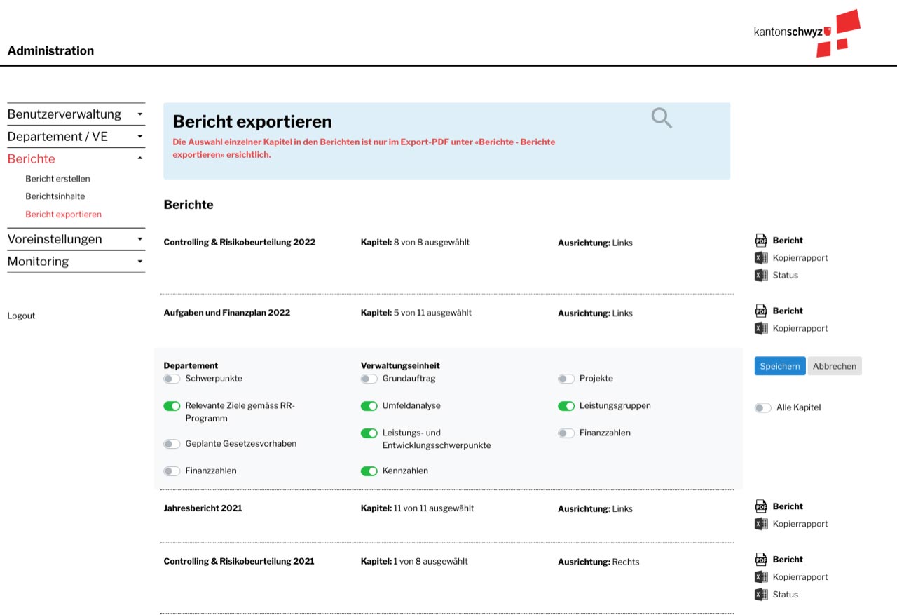 Webprojekt Kanton Schwyz Applikationen