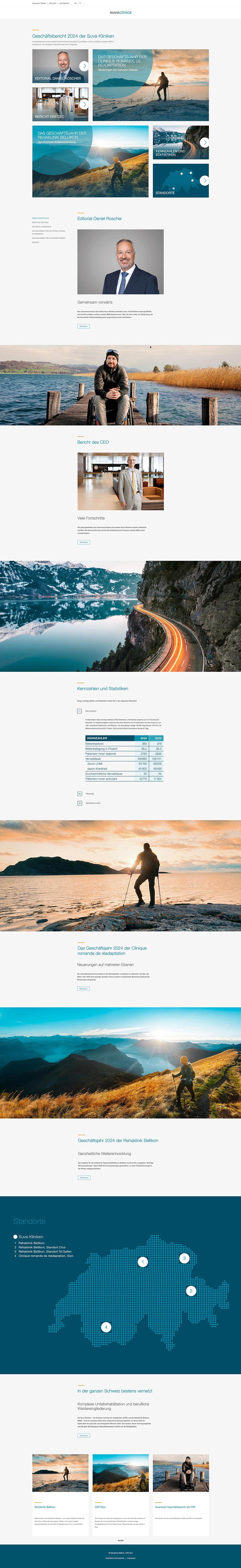 Webprojekt Online Geschäftsbericht für die Suva Kliniken Gesundheit