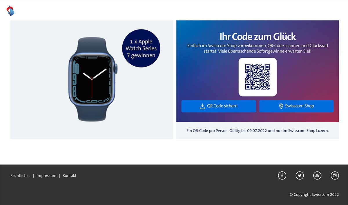 Webprojekt Swisscom QR Code Generator Applikationen