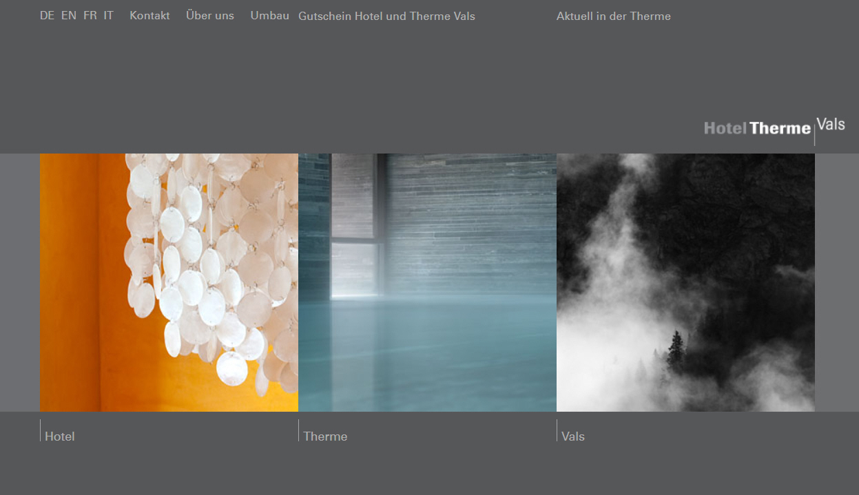 Webprojekt Therme Vals Applikationen, Hotel & Gastro, Shopping